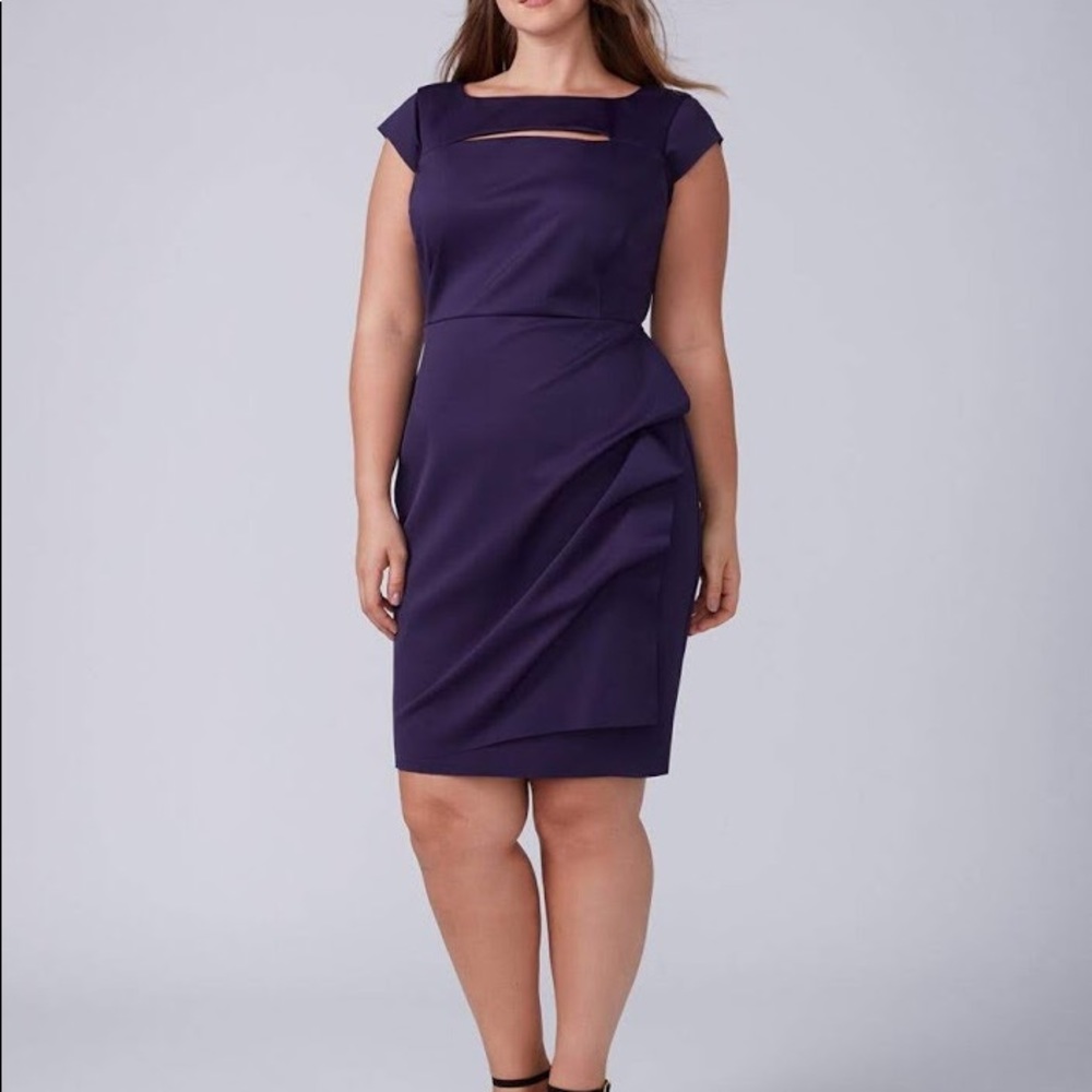 Lane Bryant Ruched Sheath Dress NWOT Damask Purple